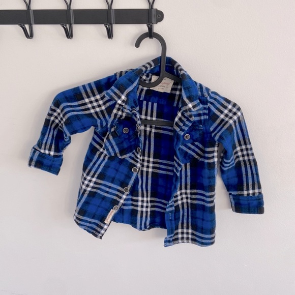 Toddler plaid 100% cotton flannel button down shirt - size 2 - Picture 3 of 6